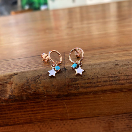 Faceted Turquoise and Star Dangle Earrings