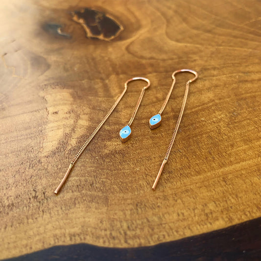 Evil Eye Dangle Chain Earrings