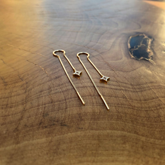 Diamond Pendant Chain Earrings