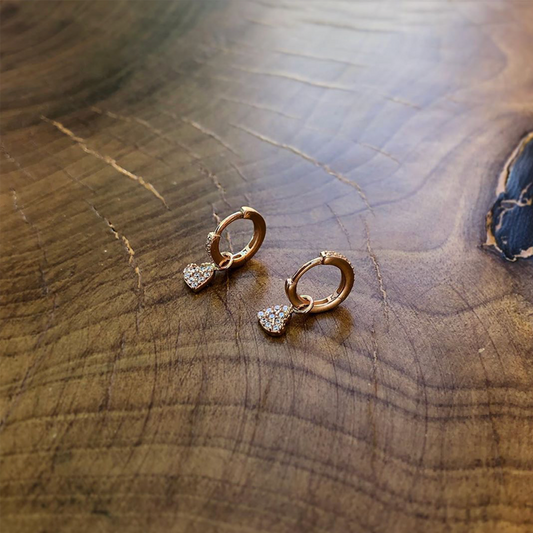 Heart Dangle Stud Hoop Earrings