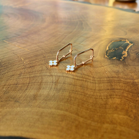 White Clover Clip Earrings