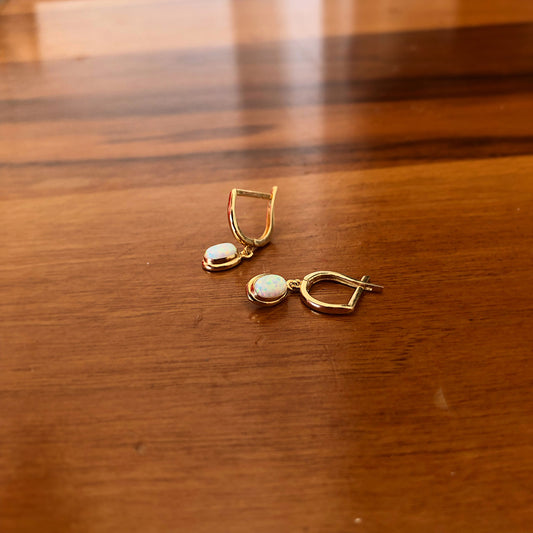 White Opal Dangle Earrings