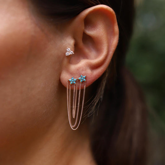 Turquoise Double Star Earrings