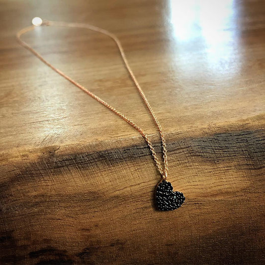 Black Zircon Stone Heart Necklace