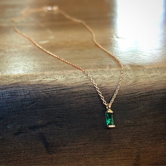 Green Baguette Stone Necklace