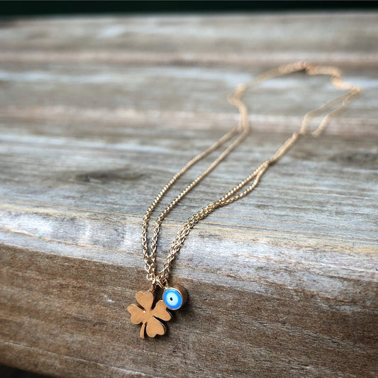 Double Chain Clover Necklace