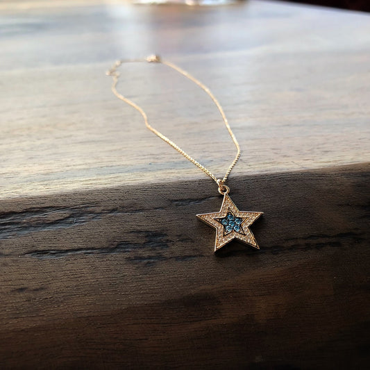 Colored Stone Star Necklace