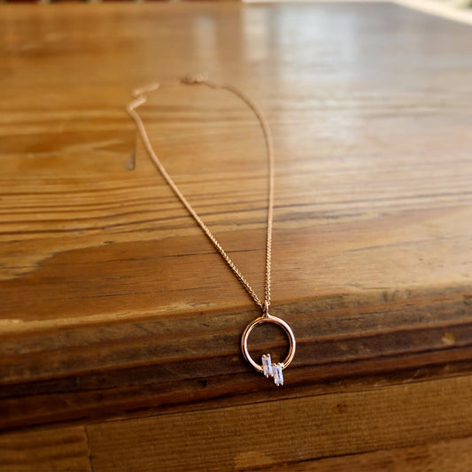 Asymmetric Double Baguette Stone Necklace