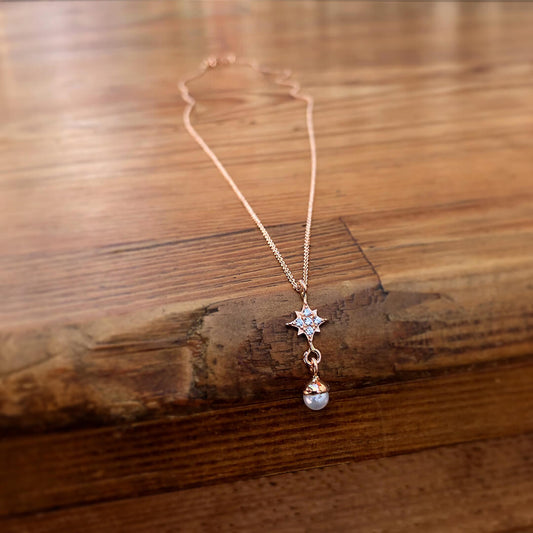 North Star Necklace with Pearl Pendant