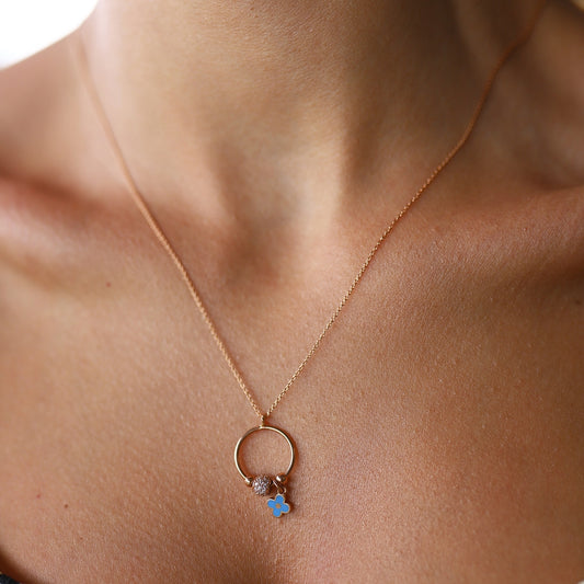 Blue Italian Clover Necklace