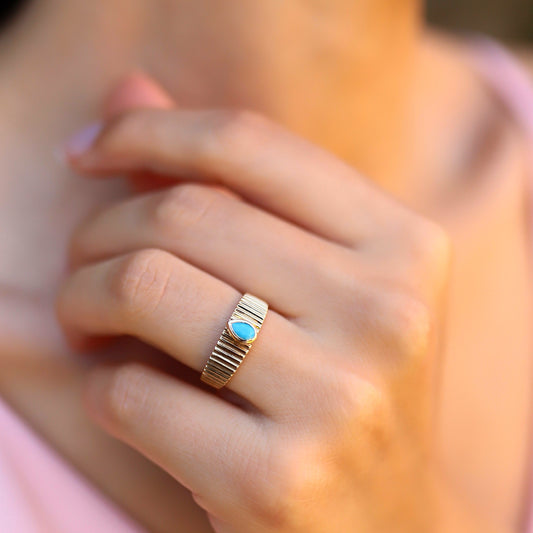 Vintage Ring with Drop Turquoise