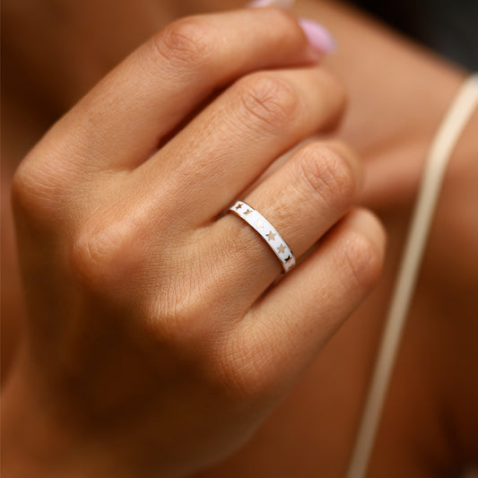 White Enamel Star Ring